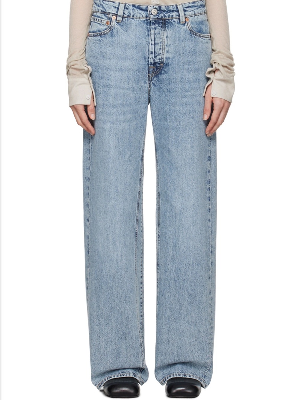 Our Legacy Light Blue Treble cut Wide-Leg Jeans